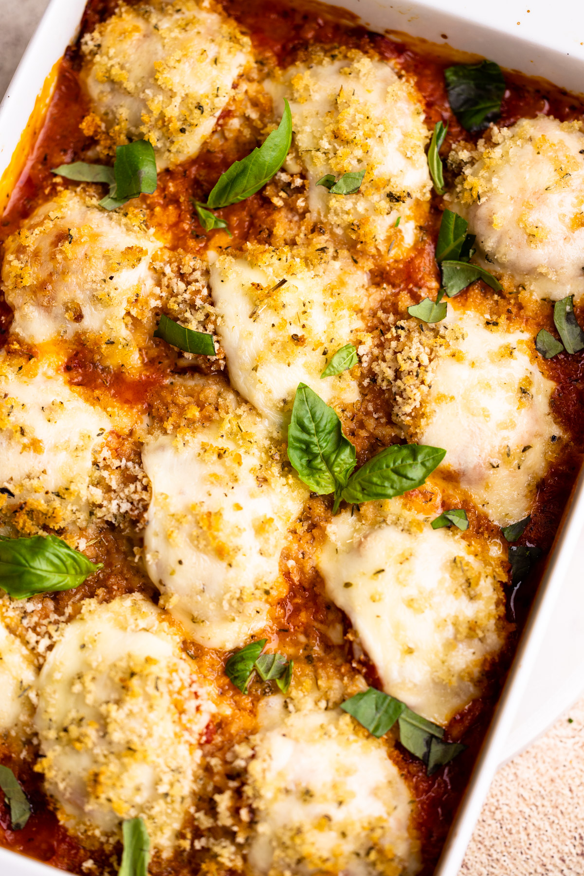 Chicken parm meatball bake.