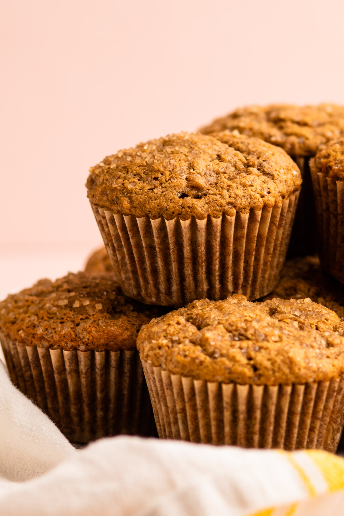 A pile of whole wheat banana muffins.