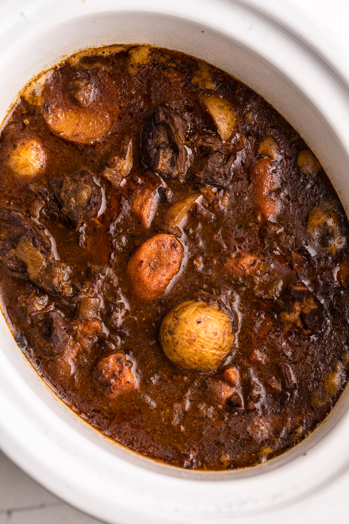 Irish beef stew fully cooked.