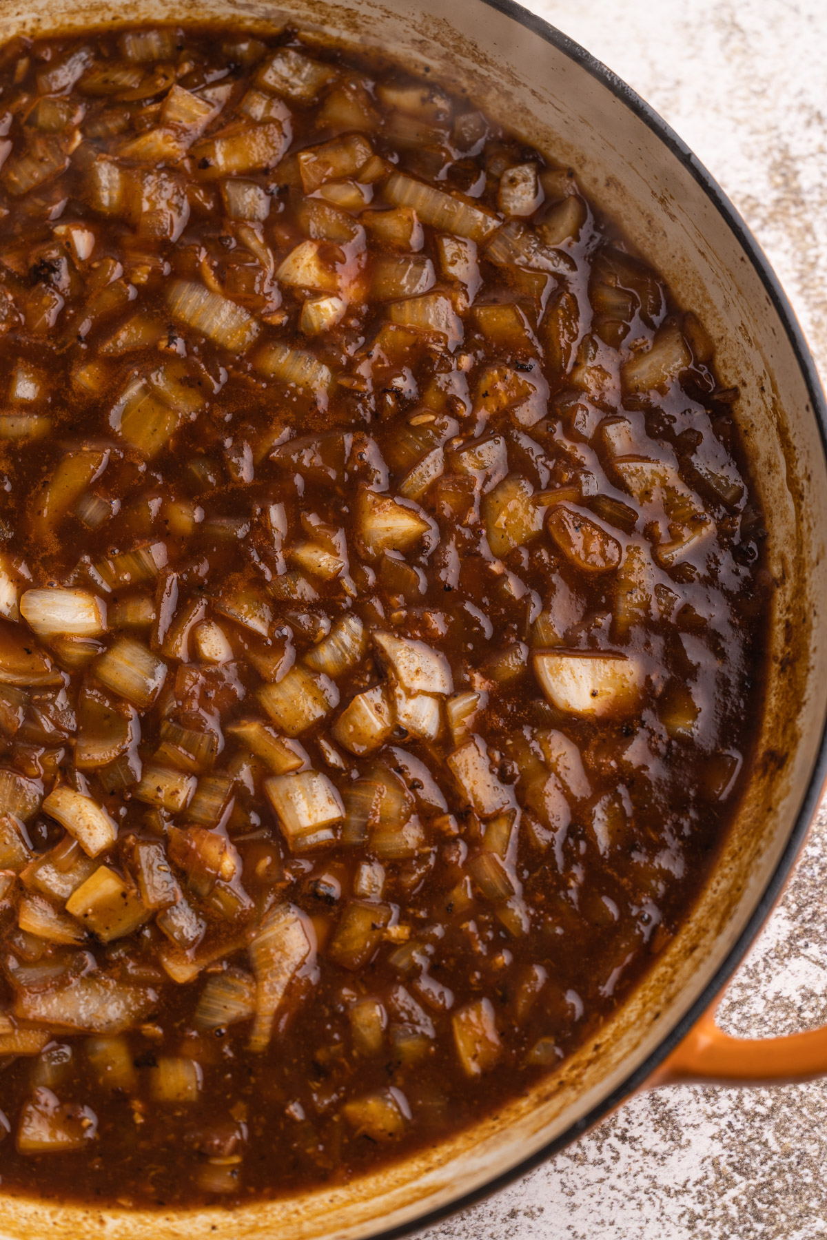 A pot deglazed with stout.