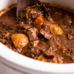 Irish beef stew in the slow cooker.