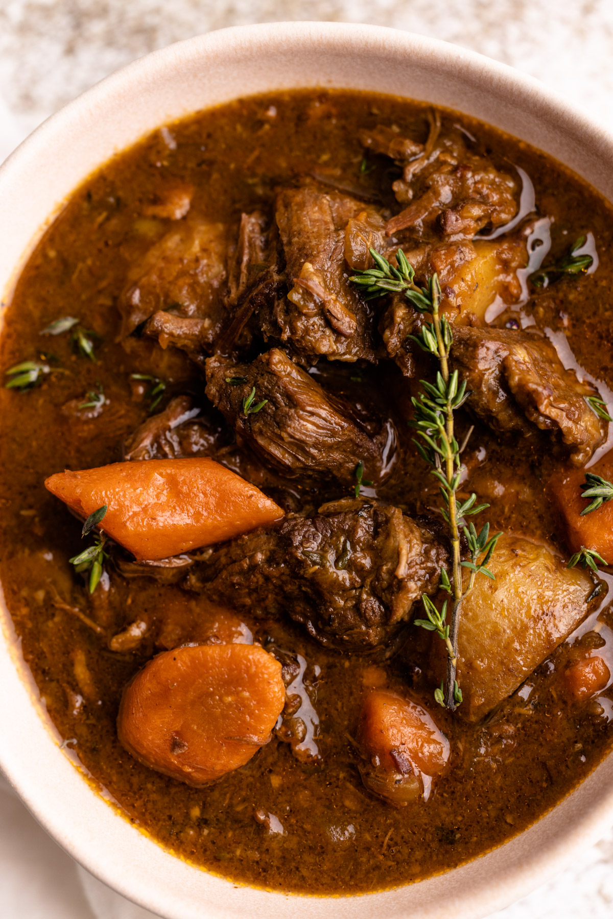 A bowl of guinness beef stew.