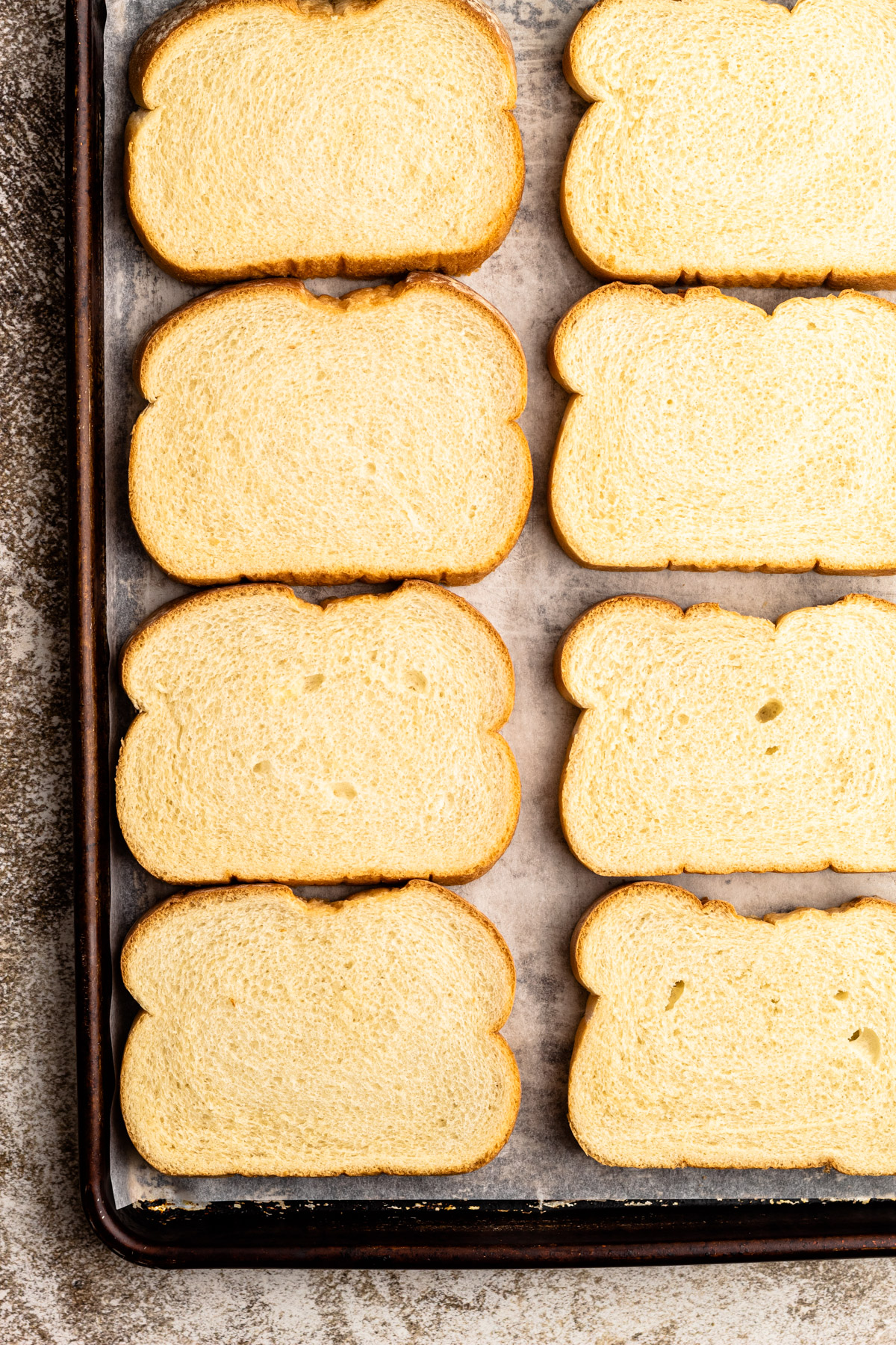 Bread on a sheet pan.