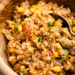 Turkey taco rice in a bowl.