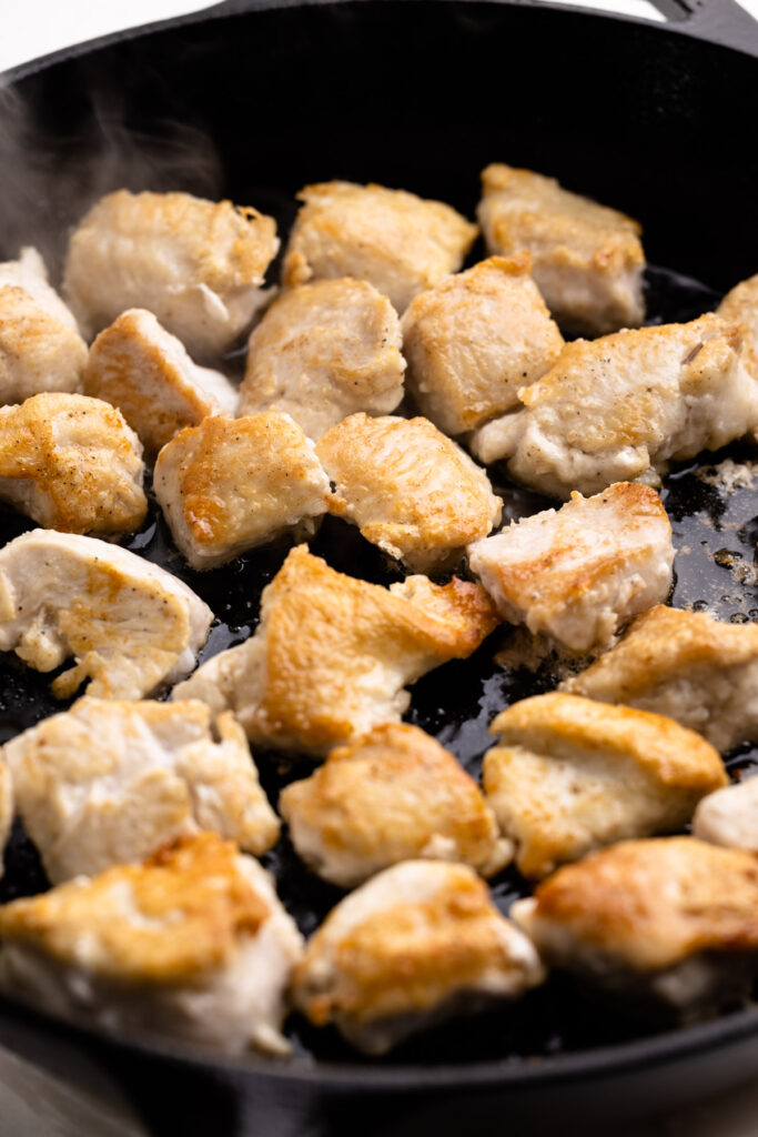 Pan seared chicken with butter and garlic.