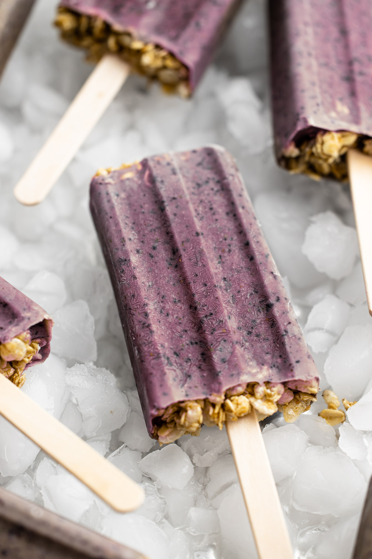 Blueberry breakfast popsicles.