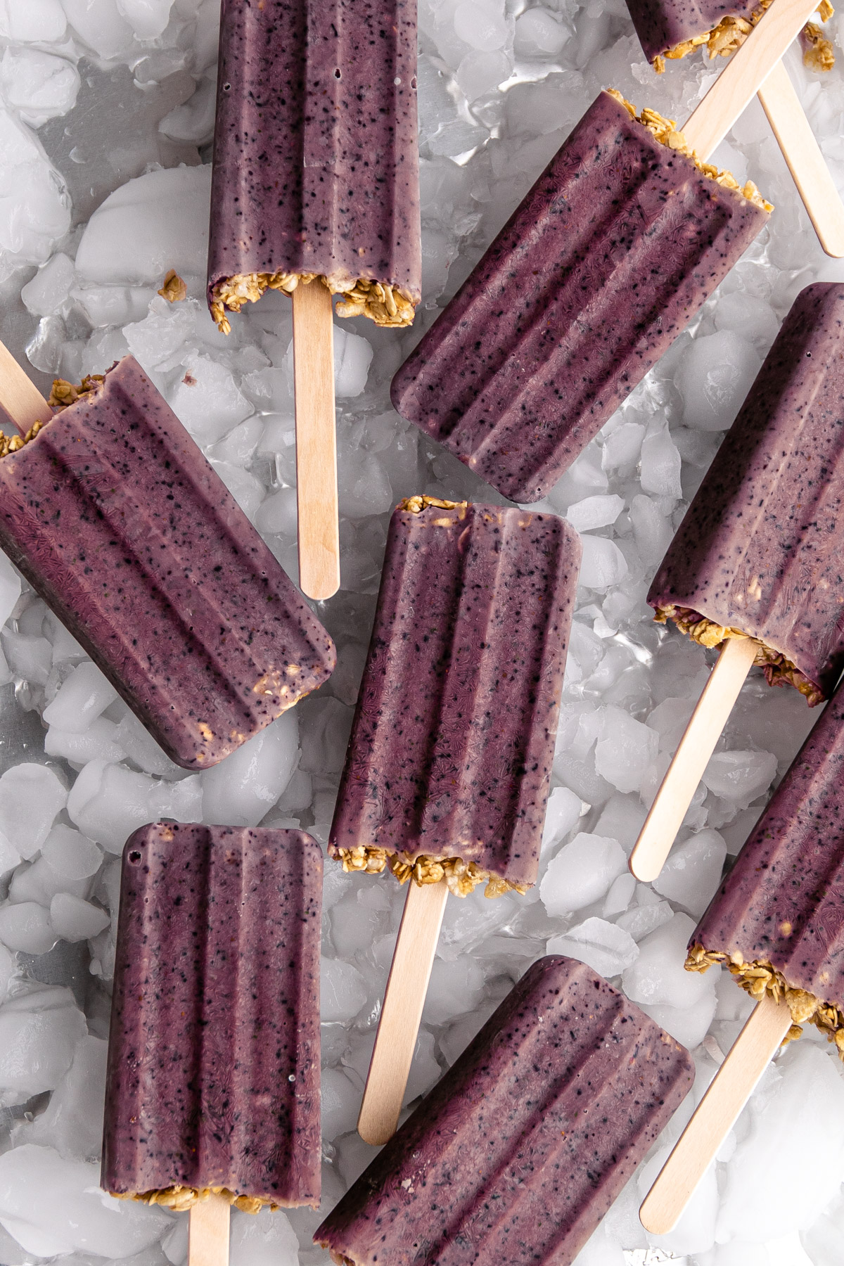 Breakfast popsicles over ice.