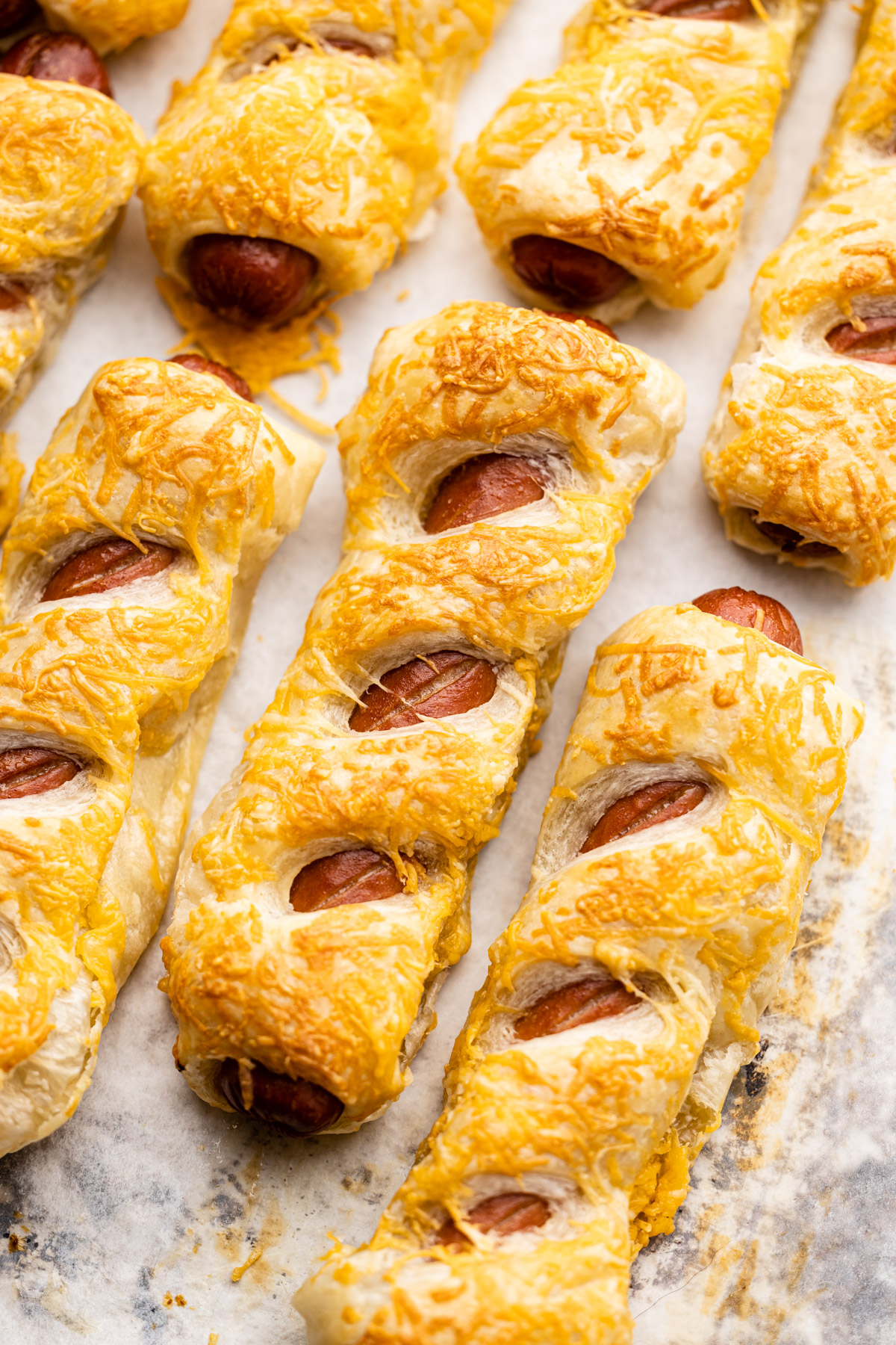 Puff pastry hot dogs.