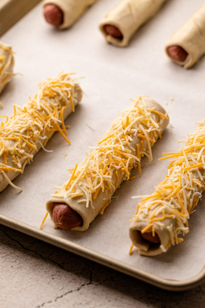 Puff pastry hot dogs.