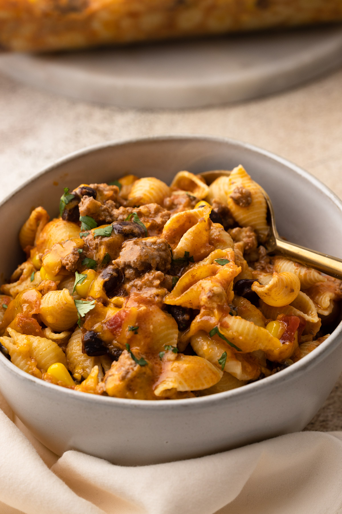 A bowl of taco pasta.