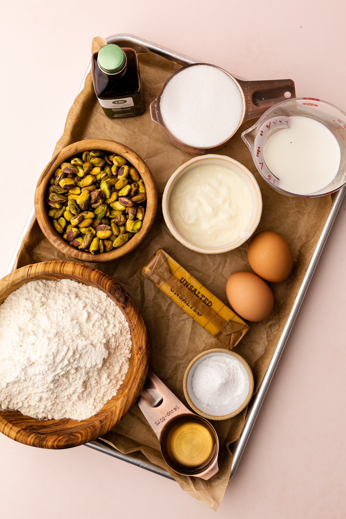 Ingredients for pistachio muffins.