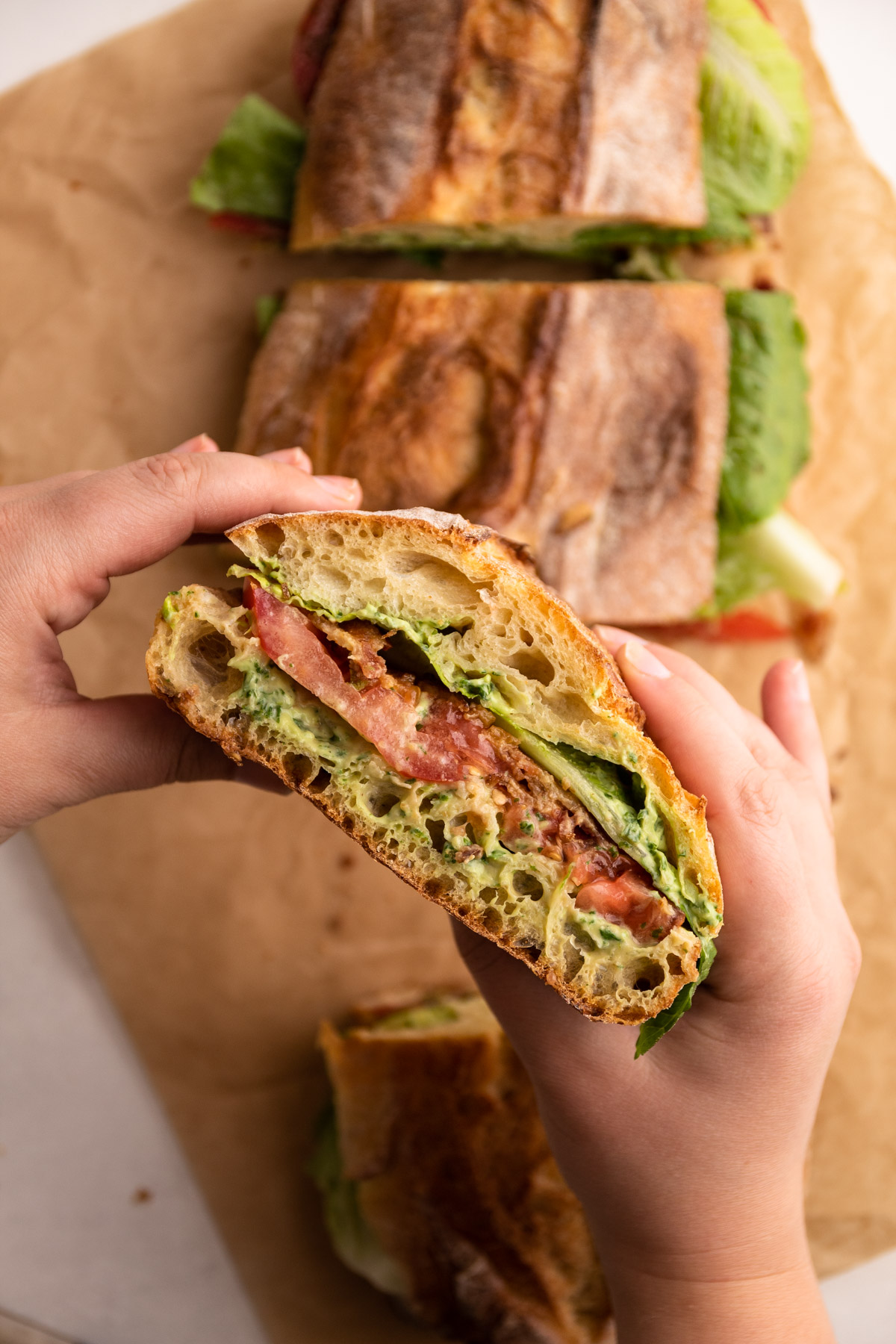 BLT with Avocado sandwich.