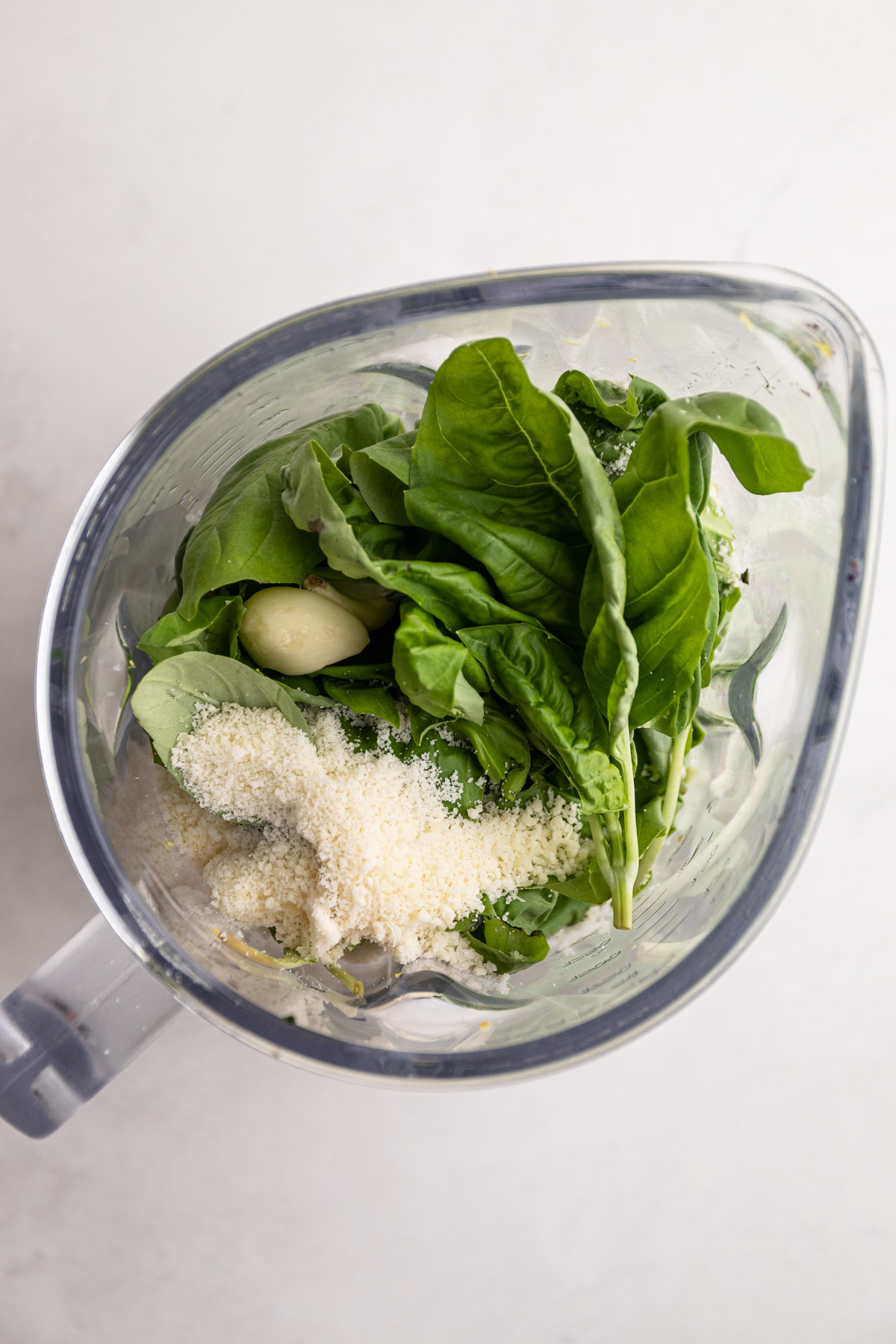 Ingredients for basil spinach pesto.