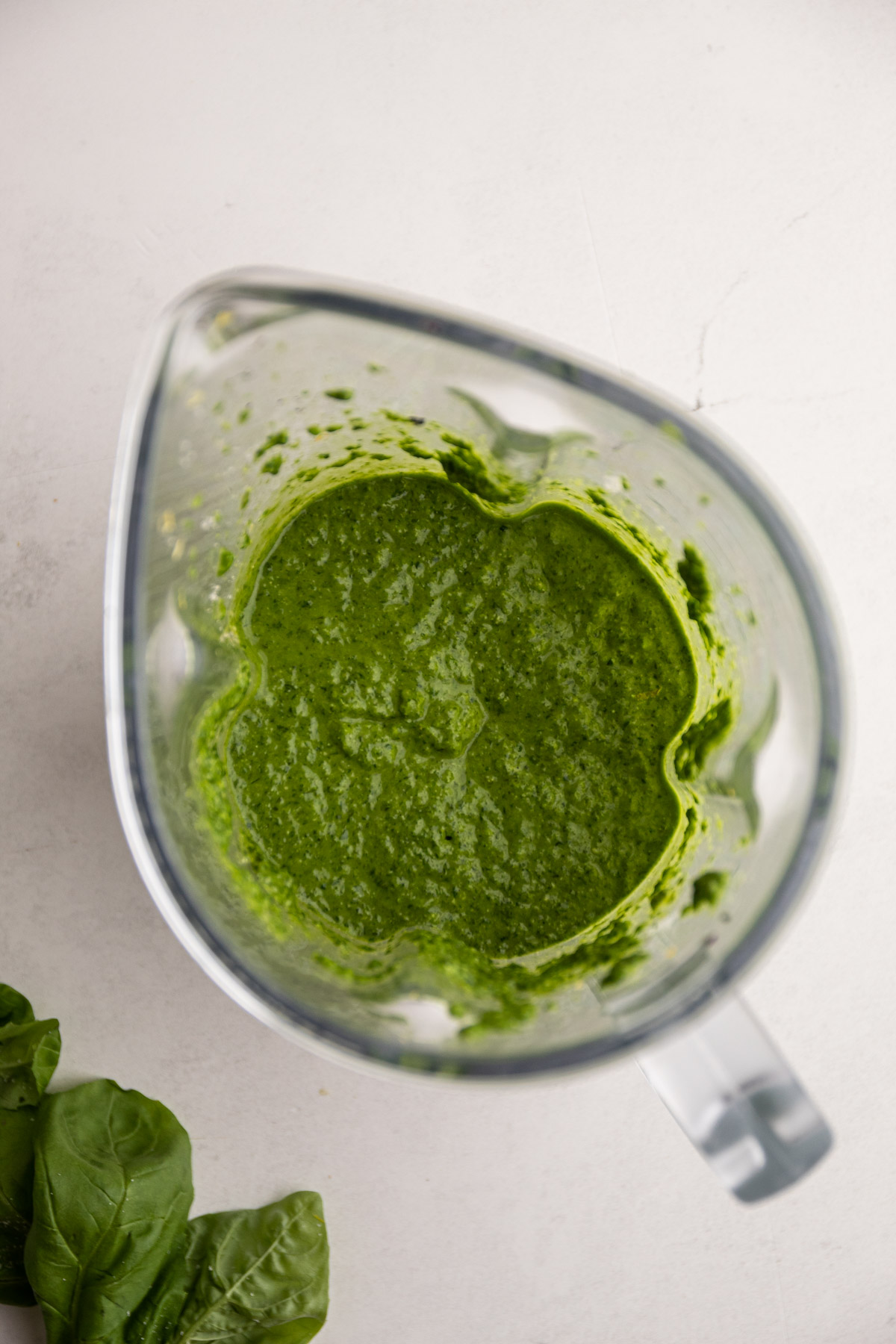 Basil spinach pesto in a blender.