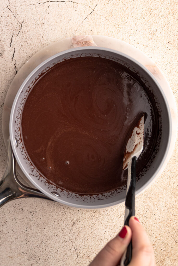 Fudgesicle ingredients in a pot.