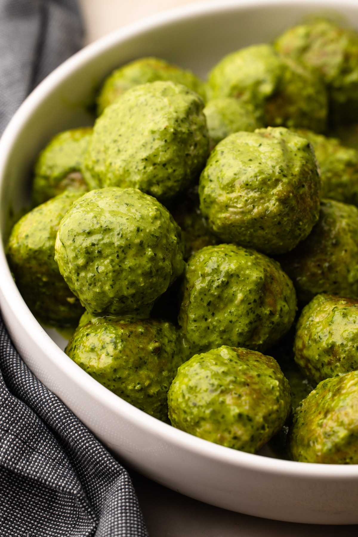 Pesto chicken meatballs.