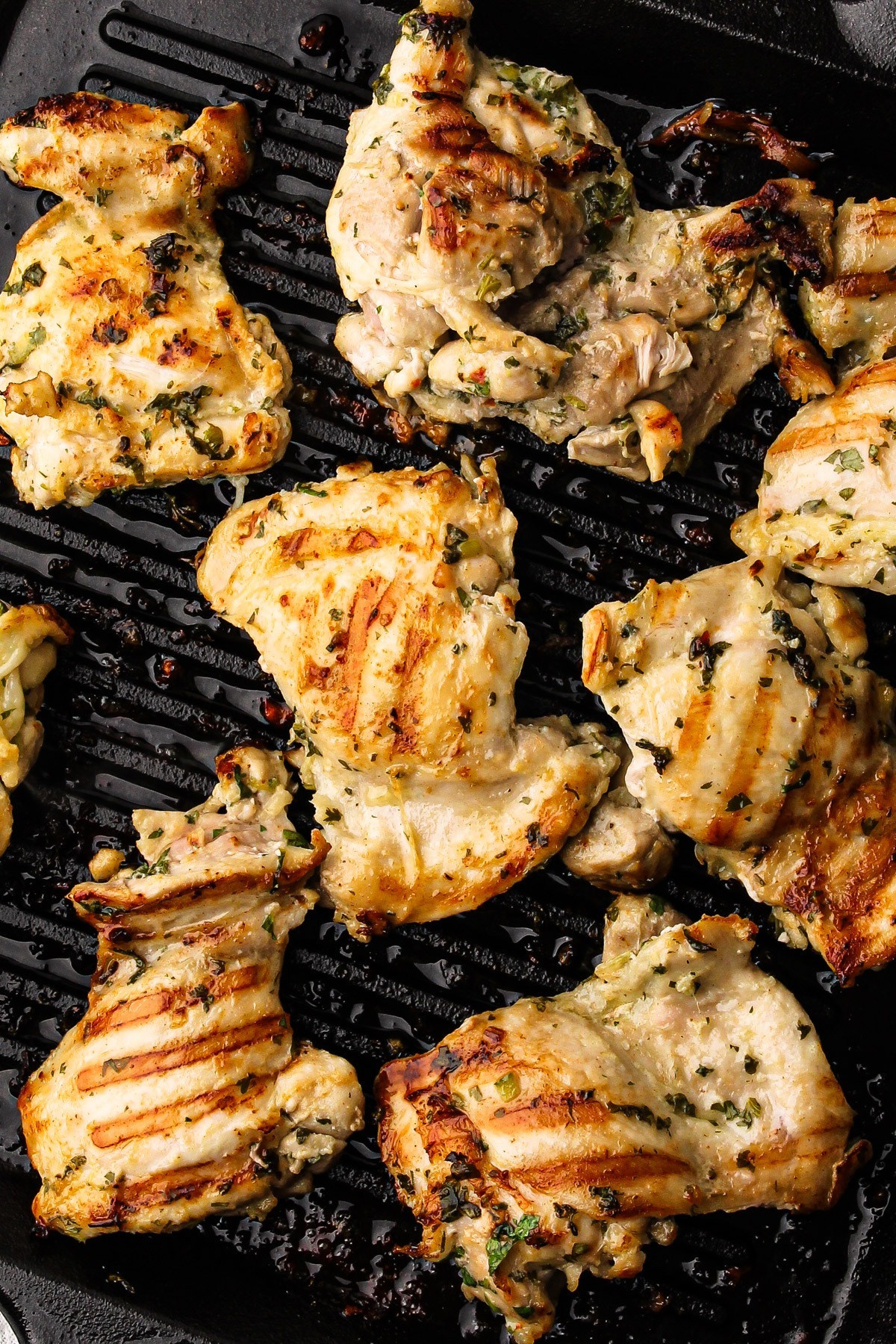 Grilling cilantro lime chicken thighs.