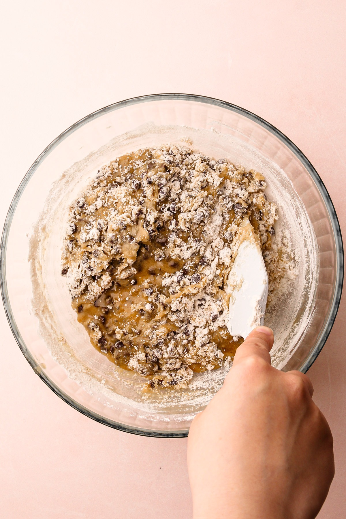 Making an easy chocolate chip cookie recipe.