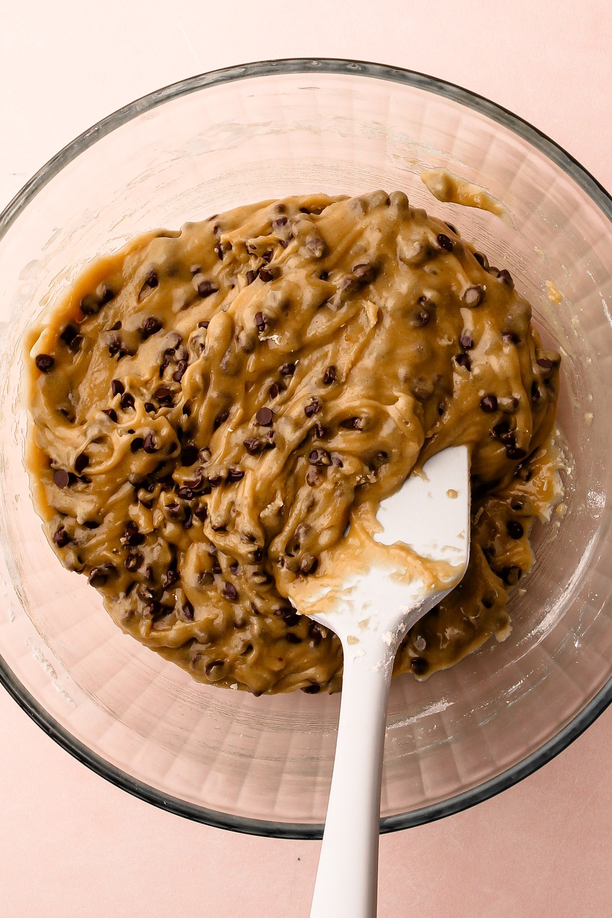 Unbaked dough for easy chocolate chip cookies.