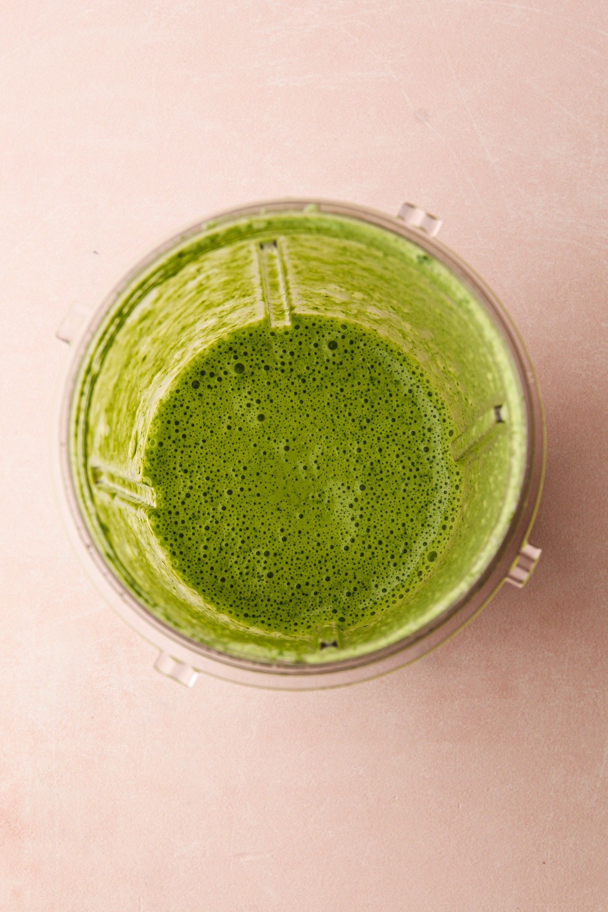 Cilantro sauce in a blender.