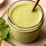 A jar of cilantro sauce.