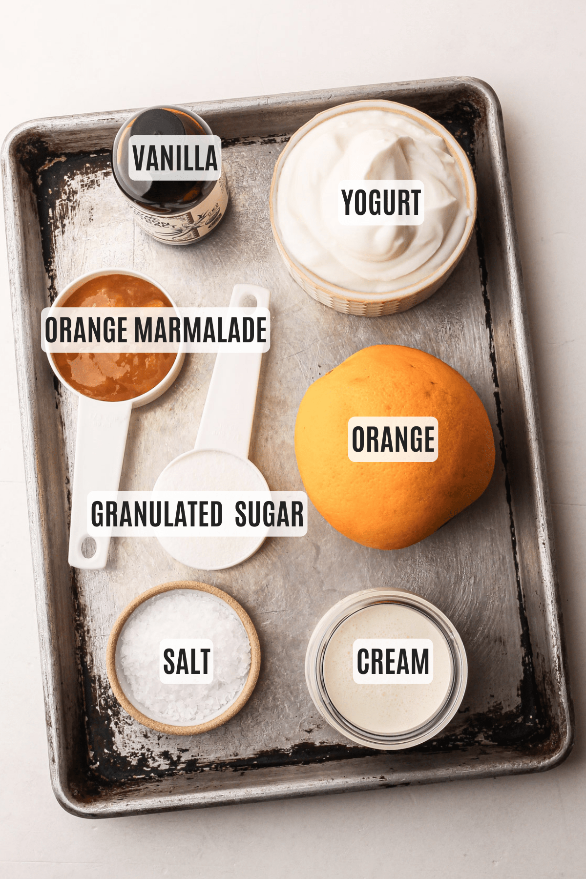 Ingredients for orange creamsicles.