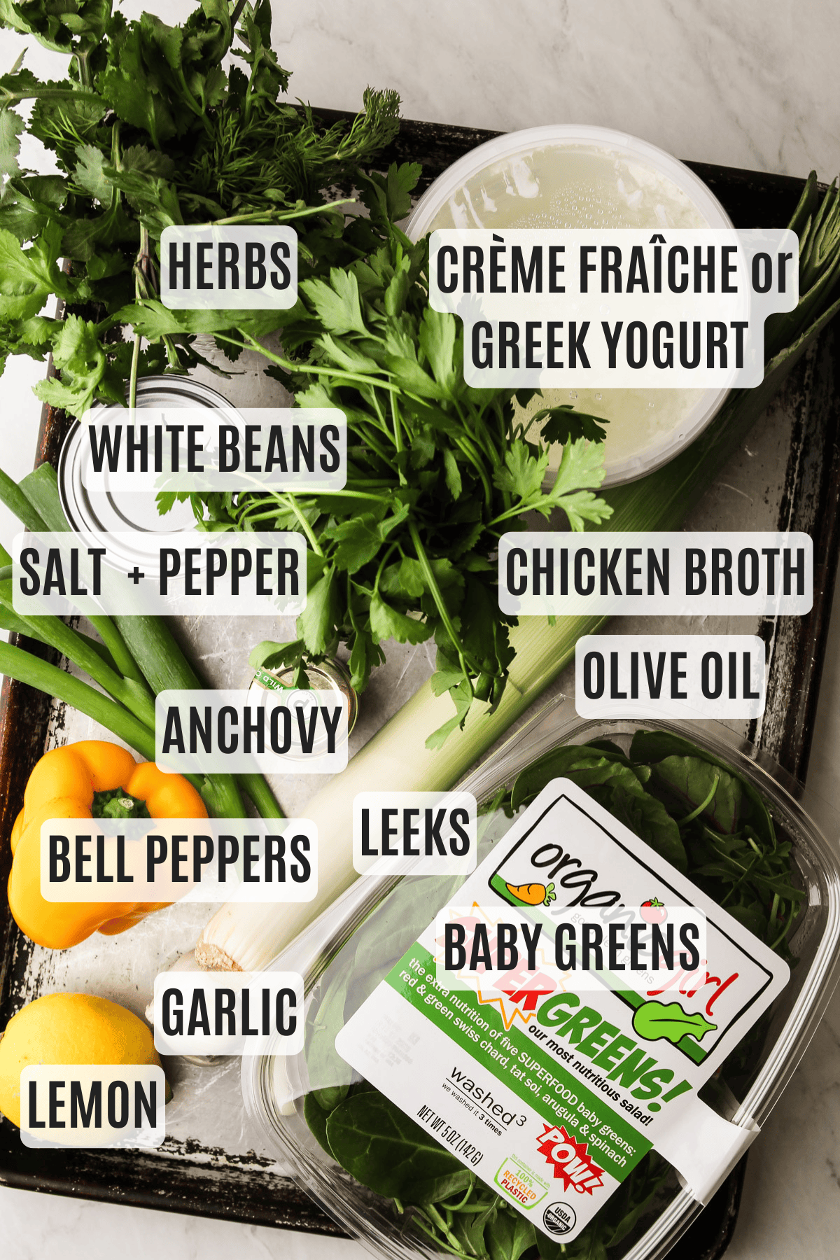 Ingredients for green goddess soup.