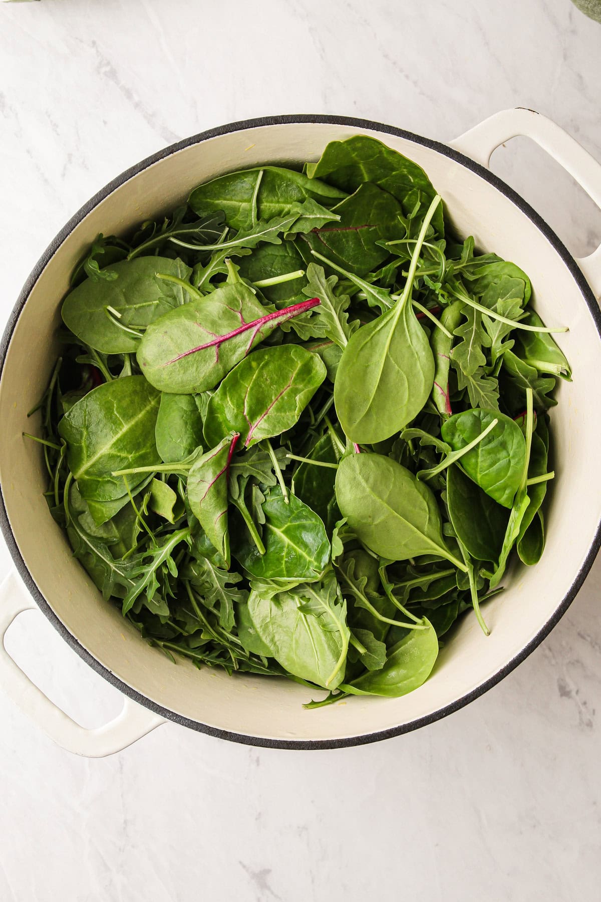 A pot of baby greens.