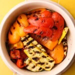 Grilled veggies in the marinade bowl.