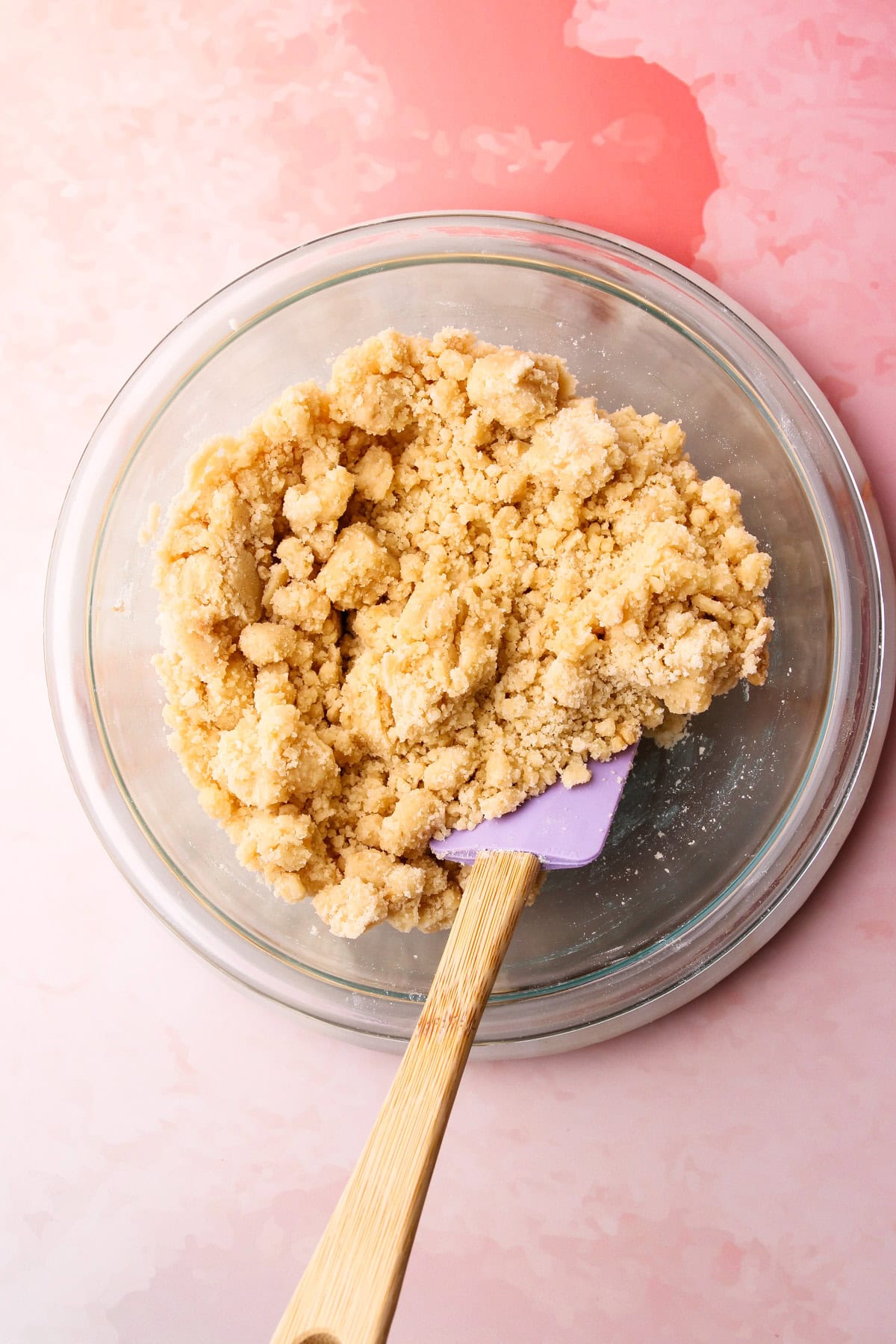 The crumble mixture for strawberry crumble bars in a bowl.
