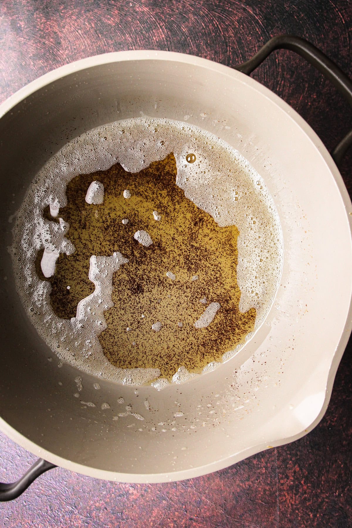 A pot of browned butter.