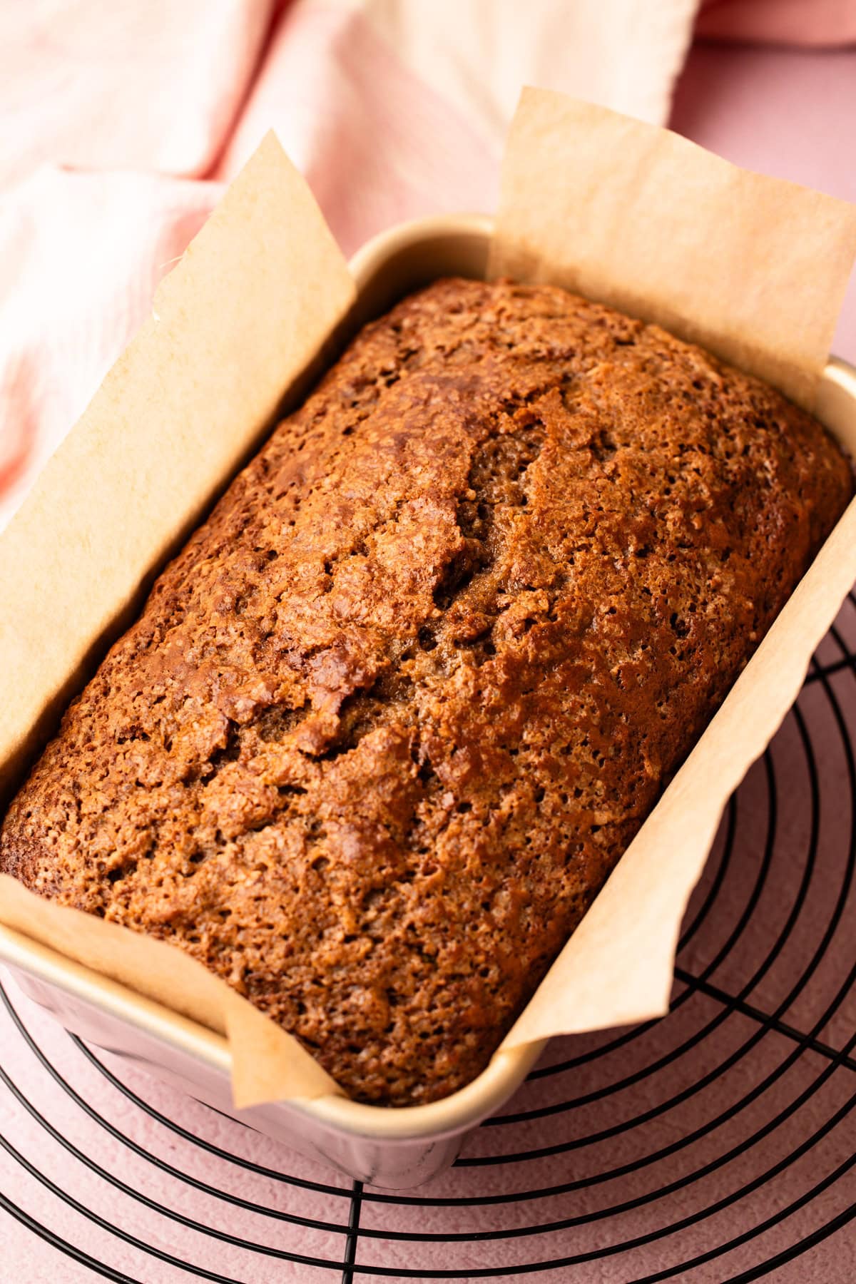 A freshly baked, moist zucchini bread.